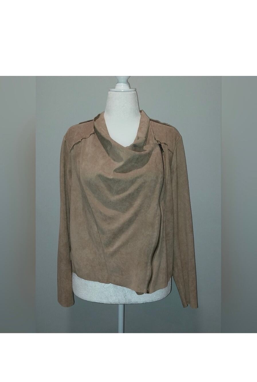 Cute Ophelia Roe Tan Long Sleeve Full Zip Top Size Large